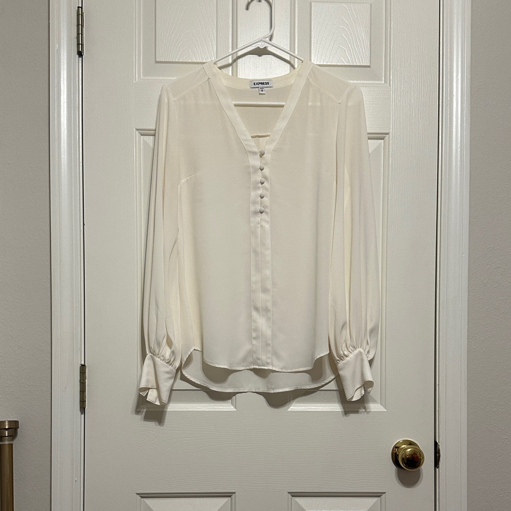 Express Ivory Button-Down Blouse